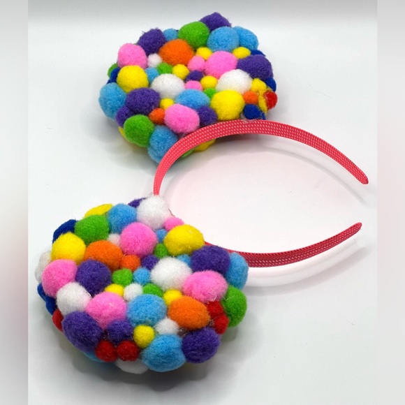 Handmade Multicolored Mickey Mouse Ears on Pink Headband - Picture 6 of 9